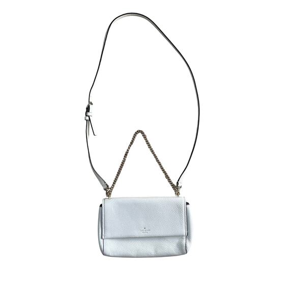 Kate Spade New York White Pebbled Leather Chain Crossbody Shoulder Bag - Picture 2 of 16